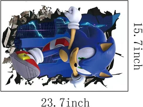 ملصقات حائط بتصميم لعبة كرتونية من واي زد جيه اس اس ال، ملصقات حائط سونيك لغرفة النوم وغرفة المعيشة، ملصقات حائط لغرفة الاولاد، ديكور حائط in Kuwait