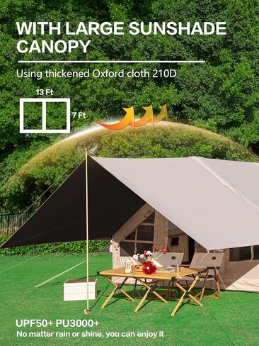 Inflatable Camping Tent with Canopy, Cabin Tent, 4-6 Person Glamping Tents Sun Shelter, Easy Setup Waterproof Outdoor Oxford Tents, Self-Supporting Structure Inflatable House Tent with Picnic Blanket in Kuwait