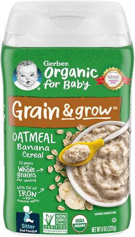Gerber Organic 2Nd Foods Sitter Banana Oatmeal Baby Food Glass Jar, 8 Ounce in Saudi Arabia