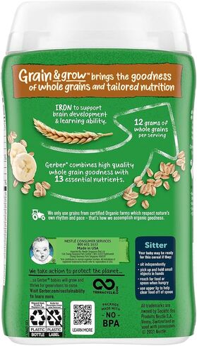 Gerber Organic 2Nd Foods Sitter Banana Oatmeal Baby Food Glass Jar, 8 Ounce in Saudi Arabia