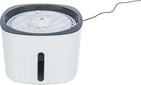 نافورة شرب تريكسي فلاور 68oz للكلاب والقطط، موزع مياه أوتوماتيكي، وعاء ماء للكلاب، أبيض/رمادي in Saudi Arabia