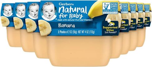 Gerber Stage 1 Banana Puree Baby Food, 2 Oz, 16 Pack | Stage 1 baby food; banana puree tubs; no artificial colors or flavors; 16 x 2 oz in Saudi Arabia