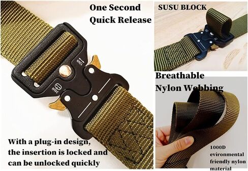 2 حزمة من الحزام التكتيكي، حزام متعدد الاستخدامات على الطراز العسكري، أحزمة قابلة للتعديل، حزام من النايلون مع حزام عالي التحمل بطول 49 بوصة يناسب الرجال والنساء هدية مع مشبكين للعتاد in Kuwait