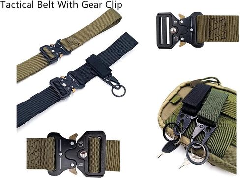 2 حزمة من الحزام التكتيكي، حزام متعدد الاستخدامات على الطراز العسكري، أحزمة قابلة للتعديل، حزام من النايلون مع حزام عالي التحمل بطول 49 بوصة يناسب الرجال والنساء هدية مع مشبكين للعتاد in Kuwait
