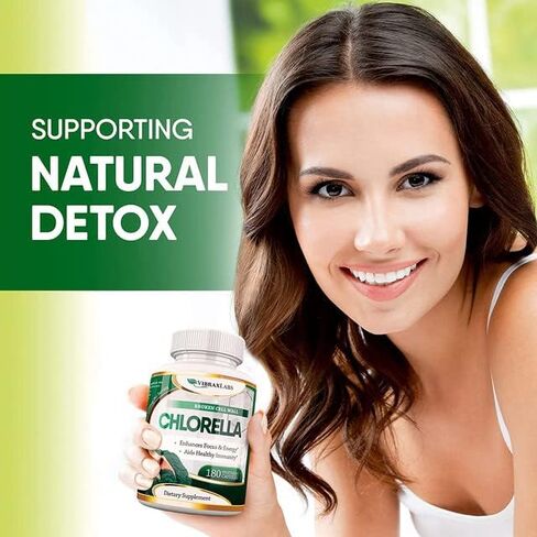 Pure Organic Chlorella - Broken Cell Wall 600 mg Veggie Capsules ( 1200 mg Serving ) - Powder Supplement for Natural Detoxification, Best with Spirulina, No Aftertaste, Made in USA, 3 Month Supply in Kuwait