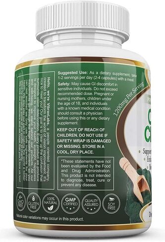 Pure Organic Chlorella - Broken Cell Wall 600 mg Veggie Capsules ( 1200 mg Serving ) - Powder Supplement for Natural Detoxification, Best with Spirulina, No Aftertaste, Made in USA, 3 Month Supply in Kuwait