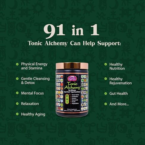 Dragon Herbs – Tonic Alchemy - Single Serving Packet – Super Greens Powder Smoothie Mix with Tonic Herbs, Mushrooms, Probiotics, Greens, Seaweeds, Fruits, Vegetables in Saudi Arabia