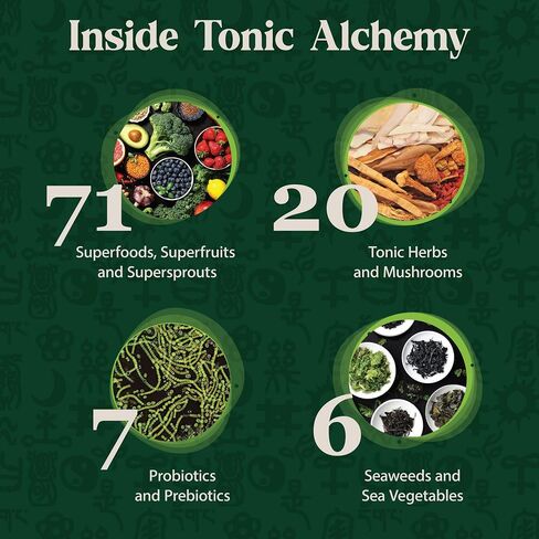 Dragon Herbs – Tonic Alchemy - Single Serving Packet – Super Greens Powder Smoothie Mix with Tonic Herbs, Mushrooms, Probiotics, Greens, Seaweeds, Fruits, Vegetables in Saudi Arabia