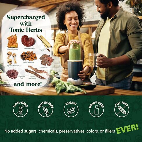 Dragon Herbs – Tonic Alchemy - Single Serving Packet – Super Greens Powder Smoothie Mix with Tonic Herbs, Mushrooms, Probiotics, Greens, Seaweeds, Fruits, Vegetables in Saudi Arabia