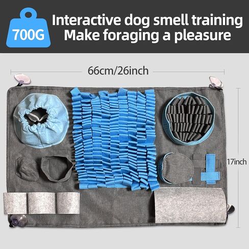 Tesitehi Snuffle Mat for Dogs, 10 Puzzles and 3 Difficulty Challenges, Pet Dog Snuffle Matt for Large to Small Dogs Breed, Interactive Feeding Game for Boredom and Mental Stimulation in Kuwait