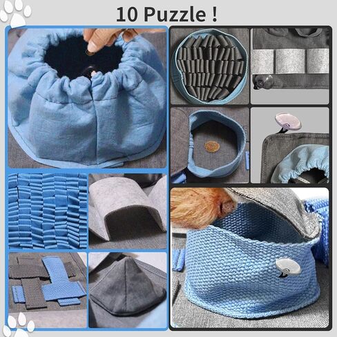 Tesitehi Snuffle Mat for Dogs, 10 Puzzles and 3 Difficulty Challenges, Pet Dog Snuffle Matt for Large to Small Dogs Breed, Interactive Feeding Game for Boredom and Mental Stimulation in Kuwait