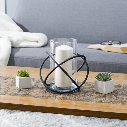 Danya B. Rustic Home Décor, Large Indoor/Outdoor Orbits Centerpiece for Dining Table and Patio, Iron Metal and Glass Hurricane Vase Candleholder, Gift for Wedding, Housewarming and Birthday in Saudi Arabia