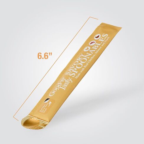 ملاعق جيدة ولذيذة ولذيذة مع الدجاج الحقيقي وسمك السلمون والبط، 6 أنابيب، مكافآت مبللة ثلاثية النكهات قابلة للعصر ولعق للقطط مع ملعقة مدمجة لتقليل الفوضى in Kuwait