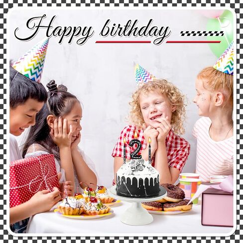 MTLEE 13 Pcs Racing Cars Themed Birthday Candles Black and White Checkered Candle 1 to 9 Number Candle Truck Candle Cake Topper for Racing Car Party Decoration Baby Shower Party Supplies(Number 1) in Kuwait