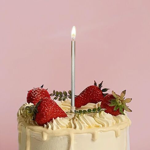 6Pcs Silver Long Thin Birthday Candles for Cake, 5.1 Inch Cake Candles, Wedding Decorations, Birthday Parties ，Cake Decorations，Party Candles, Sparkler Candles in Kuwait