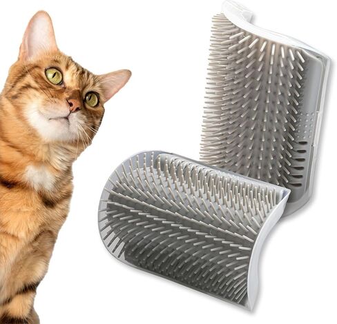 PETCHOY Cat Self Groomer، 2 فرشاة للعناية بالقطط، خدش جرو القطط، أدوات تزيين زوايا الحائط، فرشاة ناعمة للعناية بالقطط، أمشاط تدليك الجرو in Kuwait