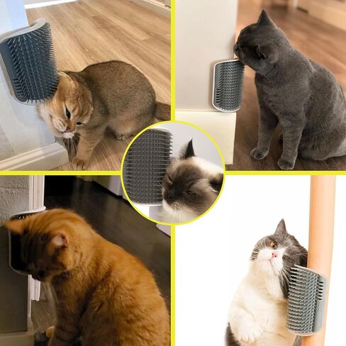 PETCHOY Cat Self Groomer، 2 فرشاة للعناية بالقطط، خدش جرو القطط، أدوات تزيين زوايا الحائط، فرشاة ناعمة للعناية بالقطط، أمشاط تدليك الجرو in Kuwait