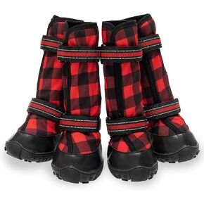 أحذية للكلاب من JVVGPET للكلاب المتوسطة والكبيرة - أحذية للكلاب الشتوية الدافئة للمشي لمسافات طويلة والجري - مقاومة للماء عاكسة وقابلة للتعديل ومضادة للانزلاق والمطر والثلج في الهواء الطلق وواقي أقدام الكلاب in Kuwait