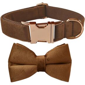 Bowtie Dog Collar, Soft & Comfy Velvet Dog Bow tie Collar, Detachable and Adjustable Dog Collars for Small Medium or Large Dogs and Cat with Safety Metal Buckle(Peacock Green, 10.62"-16.14") in Kuwait