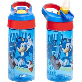 زجاجة مياه للأطفال من Zak Designs Sonic the Hedgehog مع غطاء صنبور وحلقة حمل مدمجة، مصنوعة من البلاستيك المتين، تصميم زجاجة مياه مانعة للتسرب للسفر (17.5 أونصة، غير BPA، عبوة من 2) in Kuwait