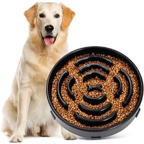 Slow Feeder Dog Bowls for Large Dogs Anti-Chocking Slower Feeder Dog Puzzle Bowl Pet Slow Eating Interactive Bloat Stop Dog Food Bowl JASGOOD,Black,Large