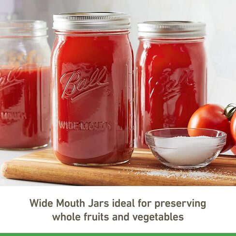 Ball Wide Mouth Quart (32 oz.) Mason Jars with Lids and Bands, for Canning and Storage, 8 Count & Wide Mouth Pint (16 oz.) Mason Jars with Lids & Bands, for Canning or Drinkware, 8 Count in Kuwait