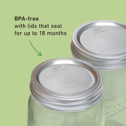 Ball Wide Mouth Quart (32 oz.) Mason Jars with Lids and Bands, for Canning and Storage, 8 Count & Wide Mouth Pint (16 oz.) Mason Jars with Lids & Bands, for Canning or Drinkware, 8 Count in Kuwait