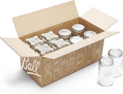Ball Wide Mouth Quart (32 oz.) Mason Jars with Lids and Bands, for Canning and Storage, 8 Count & Wide Mouth Pint (16 oz.) Mason Jars with Lids & Bands, for Canning or Drinkware, 8 Count in Kuwait