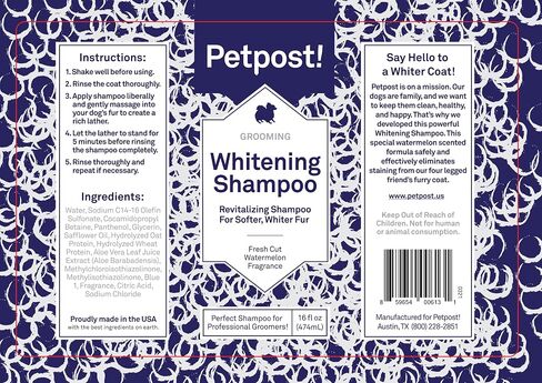 Petpost | Dog Whitening Shampoo - Best Lightening Treatment for Dogs with White Fur - Soothing Watermelon Scent - Maltese, Shih Tzu, Bichon Frise Approved - 8 oz. (8 Ounce) in Kuwait