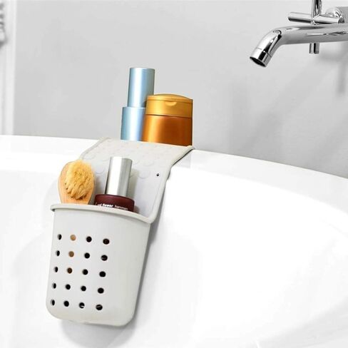 سرج حوض الاستحمام ذو جيبين من شركة ماديسمارت | مجموعة الحمام | مقصورتين | تخزين إضافي للألعاب والصابون والشامبو | يتم تعليقه على جانب الحوض | مادة ناعمة الملمس تمنع الانزلاق | خالية من البيسفينول in Kuwait