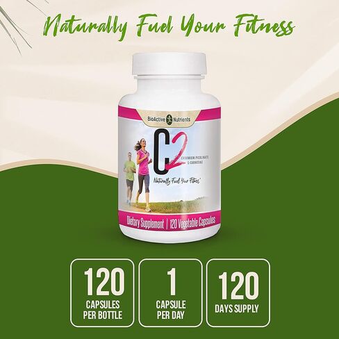 مغذيات حيوية نشطة C2-Chromium Picolinate مع L-Carnitine للمساعدة في استقلاب الدهون والكربوهيدرات - 120 كبسولة نباتية - بدون مواد حافظة in Kuwait