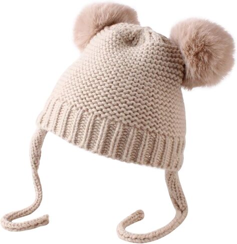 Baby Kids Winter Warm Knit Crochet Beanie Hat Hair Ball Hat in Kuwait