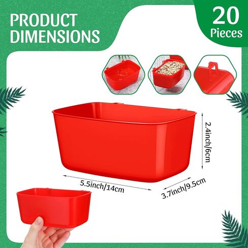 Zhehao 20 Pcs Poultry Water Cups Chicken Waterer Cups 18 oz, Red in Kuwait