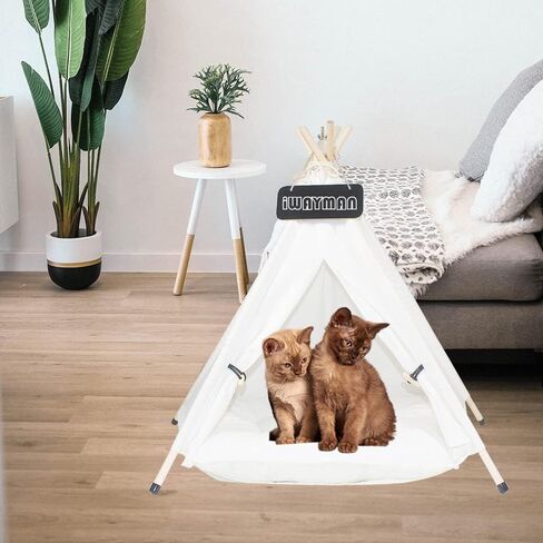 خيمة تيبي للكلاب والقطط، سرير مع وسادة سميكة ومثبت تيبي، خيمة تيبي للحيوانات الأليفة قابلة للغسل للكلاب الصغيرة والجرو والقطط مقاس 24 بوصة للاستخدام الداخلي والخارجي in Kuwait