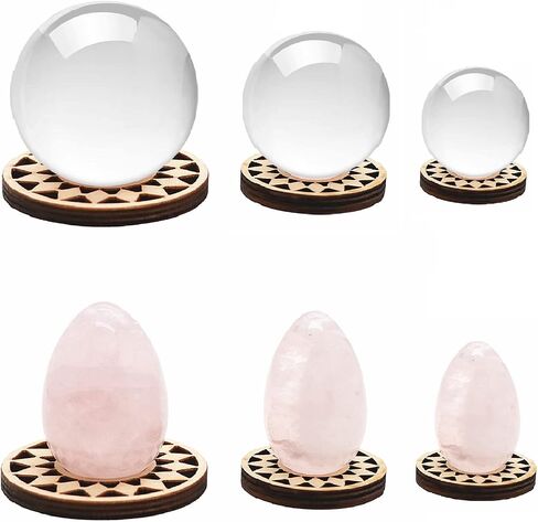 10 PCS Wood Crystal Ball Stand for 20 - 100 mm Sphere, Wooden Sphere Holder, Crystal Ball Display, Crystal Stand, Egg Rocks Stand (Round 5S+5M) in Saudi Arabia