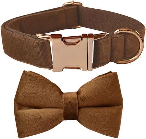 Bowtie Dog Collar, Soft & Comfy Velvet Dog Bow tie Collar, Detachable and Adjustable Dog Collars for Small Medium or Large Dogs and Cat with Safety Metal Buckle(Peacock Green, 10.62"-16.14") in Kuwait