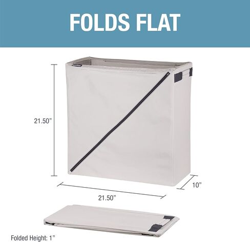 CleverMade Laundry Hamper, Cream, Foldable, Premium, Sturdy, Plastic, 21.5"L x 10"W x 22"H in Kuwait