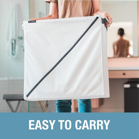 CleverMade Laundry Hamper, Cream, Foldable, Premium, Sturdy, Plastic, 21.5"L x 10"W x 22"H in Kuwait