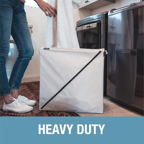 CleverMade Laundry Hamper, Cream, Foldable, Premium, Sturdy, Plastic, 21.5"L x 10"W x 22"H in Kuwait