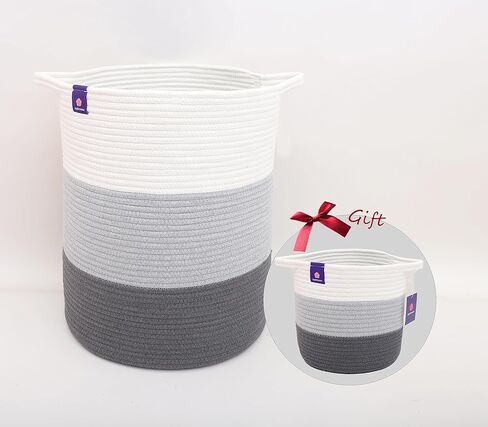 سلة من الحبال القطنية من ابلينامو - قطعتان من سلال التخزين المنسوجة - سلة غسيل الاطفال بمقابض - سلة غسيل منسوجة للتخزين in Kuwait