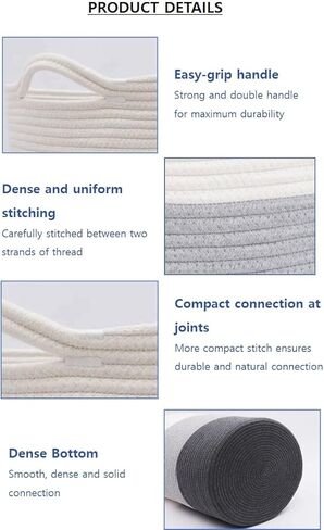 سلة من الحبال القطنية من ابلينامو - قطعتان من سلال التخزين المنسوجة - سلة غسيل الاطفال بمقابض - سلة غسيل منسوجة للتخزين in Kuwait