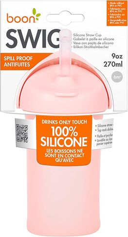 Boon Swig Insulated Silicone Straw Sippy Cup - Flip Top Spill Proof Toddler Straw Cups - Baby and Toddler Feeding Supplies - Baby Travel Essentials - 9 Oz - Mint in Kuwait