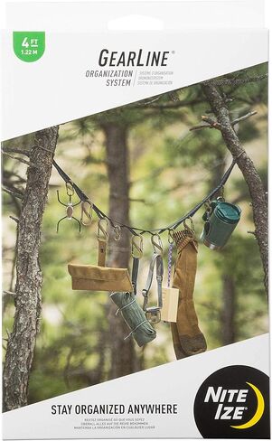 Nite Ize GearLine Hanging Organization System - Gear Ties for Camping, Hiking & Outdoor Activities - Webbing Line with S-Biner Clips & Bendable Gear Ties - Camping Gear Organization - Multicolor in Kuwait