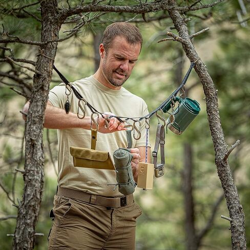 Nite Ize GearLine Hanging Organization System - Gear Ties for Camping, Hiking & Outdoor Activities - Webbing Line with S-Biner Clips & Bendable Gear Ties - Camping Gear Organization - Multicolor in Kuwait