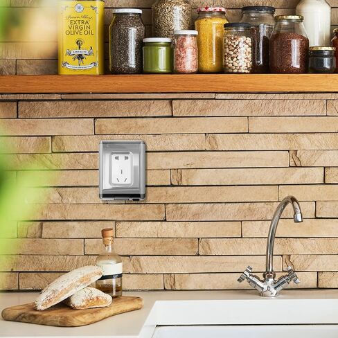 صندوق أمان الطفل مزود بغطاء شفاف مزود بمقبس كهربائي حامي الطفل مقاوم للمطبخ سهل التركيب باللون الأسود، مقاس 9.7 سم × 12.7 سم in Kuwait