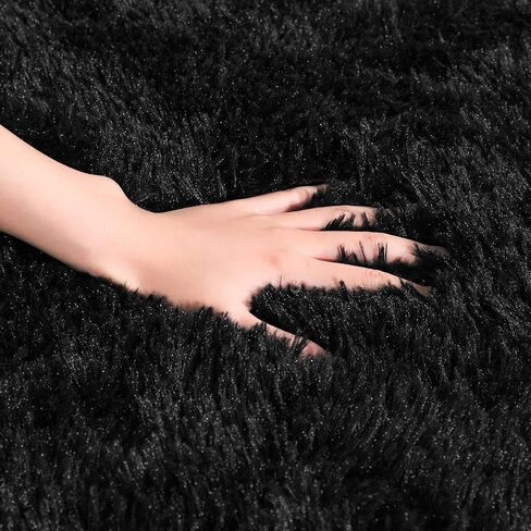 AROGAN Luxury Soft Shaggy Rugs Carpets, 3x5 Feet Bedroom Rug Indoor Plush Area Rugs for Living Room, Black Fluffy Rug for Kids Girls Playroom Dorm Room, Shag Plush Rug for Teen Room Nursery Decor in Saudi Arabia