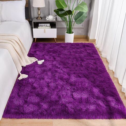 AROGAN Luxury Soft Shaggy Rugs Carpets, 3x5 Feet Bedroom Rug Indoor Plush Area Rugs for Living Room, Black Fluffy Rug for Kids Girls Playroom Dorm Room, Shag Plush Rug for Teen Room Nursery Decor in Saudi Arabia