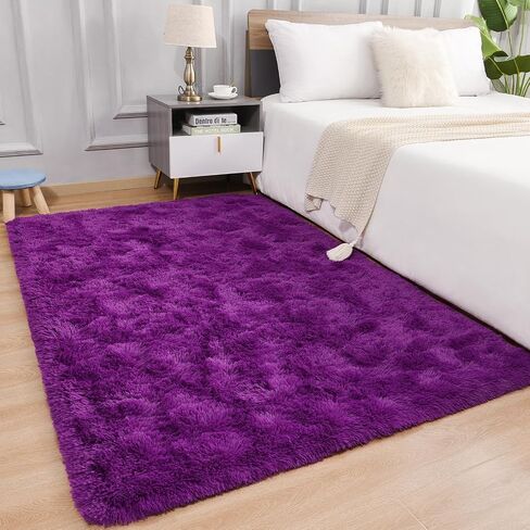 AROGAN Luxury Soft Shaggy Rugs Carpets, 3x5 Feet Bedroom Rug Indoor Plush Area Rugs for Living Room, Black Fluffy Rug for Kids Girls Playroom Dorm Room, Shag Plush Rug for Teen Room Nursery Decor in Saudi Arabia