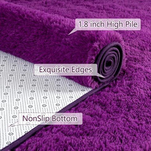 AROGAN Luxury Soft Shaggy Rugs Carpets, 3x5 Feet Bedroom Rug Indoor Plush Area Rugs for Living Room, Black Fluffy Rug for Kids Girls Playroom Dorm Room, Shag Plush Rug for Teen Room Nursery Decor in Saudi Arabia