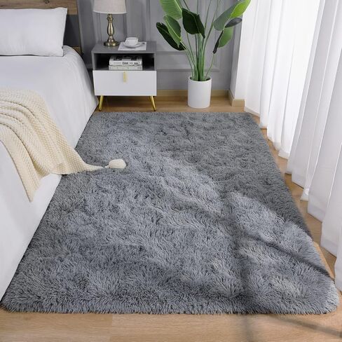 AROGAN Luxury Soft Shaggy Rugs Carpets, 3x5 Feet Bedroom Rug Indoor Plush Area Rugs for Living Room, Black Fluffy Rug for Kids Girls Playroom Dorm Room, Shag Plush Rug for Teen Room Nursery Decor in Saudi Arabia